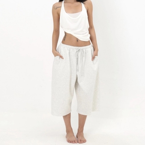 Pantaloncini <span class=keywords><strong>Sportivi</strong></span> Casual da <span class=keywords><strong>Donna</strong></span> Estivi, Pantaloncini Larghi 3/4 in Cotone 100%, Moda Streetwear - Product Image 2