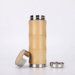 Home Fashion Goods 450ml Wood Design <b>Thermos</b> Cup Stainless Steel Tumbler with Good Insulation Effect Water <b>Bottles</b> Handled - Product Image 2