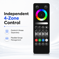 Control Remoto LED 2.4G Inalámbrico RF con Atenuador Táctil RGB/RGBW para Tiras de Luz LED, Lámpara de Techo de Cuatro Zonas, Kit de Iluminación para el Hogar con Alcance de 30M