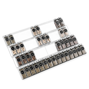 4 Layers Plastic Clear Spice Rack Drawer Organizer Acrylic Expandable Seasoning and Spice Jar Organizer for Kitchen Cabinets