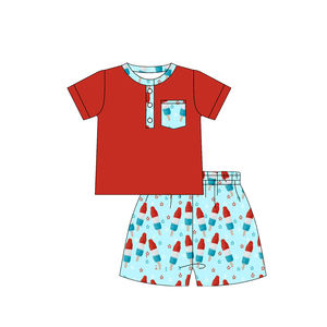 Camiseta de Manga Corta Informal y Transpirable con Estampado de Paleta de Helado del 4 de Julio para Bebé Niño, Modelo BT1703 - Product Image 2