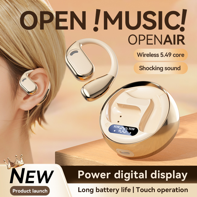 2026 Trending OWS Ear Clip TWS Wireless Earbuds Open Ear Air Conduction Headphones Painless HiFi Sport Headset for Running