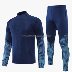 Conjunto de Camiseta de Fútbol Estampada de Manga Larga para Adolescentes, Chaqueta Deportiva con Media Cremallera Unisex, Logotipo Personalizable, Secado Rápido, Transpirable, Otoño - Product Image 1