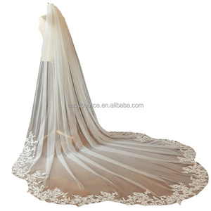 Il bordo del pizzo del fiore YM281 Appliques <span class=keywords><strong>velo</strong></span> della cattedrale lungo 1 livello con gli <span class=keywords><strong>accessori</strong></span> della <span class=keywords><strong>sposa</strong></span> del pettine - Product Image 4