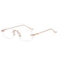Inspiré sans monture en métal montures carrées à la mode Anti-lumière bleue lunettes pour hommes femmes diamant visage plaine jante Gafas Brille Anteojos
