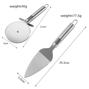 High Quality 2pcs Stainless Steel Multi-functional Eco-Friendly Durable Pizza <b>Tools</b> Pizza Spatula Round <b>Rolling</b> Pizza Cutter - Product Image 2