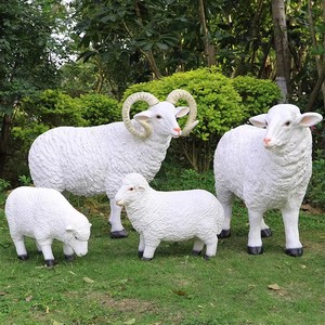 Statues d'animaux de la ferme en résine pour l'extérieur, artisanat en fibre de verre, taille réelle, animaux de safari, alpaga, cerf, éléphant, sculpture - Product Image 5