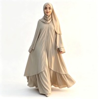 Ensemble jupe et khimar brodé sur mesure, vente en gros, deux pièces, bordure en dentelle, robe modeste, tenue de prière musulmane, OEM ODM, marque privée