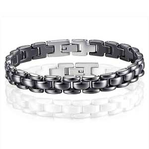 Correa de reloj de cerámica de 8 mm, negra y blanca, pulida, ajustable, tipo brazalete, joyería - Product Image 1