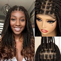 Perruque tressée synthétique à nœuds faits main en dentelle complète, avec pointes bouclées lâches, pour femmes noires, usage quotidien