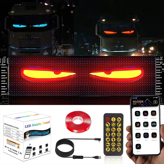 Biosled Front Rear Window Matrix Type Trucks Interactive Animation Flexible Screen Programmable LED Display Truck Devil Eyes