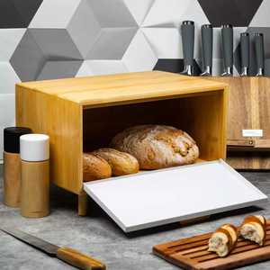 Boîte à pain en bambou KJC 30x20x25cm avec tiroir pour rangement de cuisine - Product Image 4