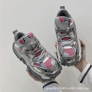 Zapatillas Chunky de Moda para Hombre con Suela de Neumático, Plataforma, Aumento de Altura, Estilo Retro Desgastado, Calzado Casual - Product Image 3