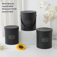 Penawaran Spesial Set Hadiah Ember Bulat Tiga Buah Warna Solid untuk Kemasan Rangkaian Bunga