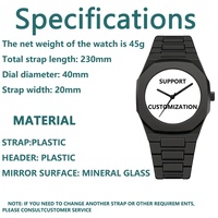 Montre personnalisée avec boîtier en plastique, cadran personnalisé, montre-bracelet sport à quartz pour homme, impression photo