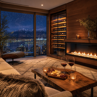 Meuble à vin sur mesure pour toute la maison, meuble de rangement intégré moderne pour salon avec porte vitrée