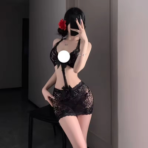 Combinaison noire sexy en dentelle, lingerie écologique fine, facile à enfiler, entrejambe ouvert, uniforme de tentation chaude, vêtements de nuit pour femme - Product Image 3
