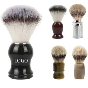 Manufacturers Custom Logo Hair Shaving Brush Supplier Square Abs Plastic Handle Synthetic Nylon Silvertip Badger Shaving Brush