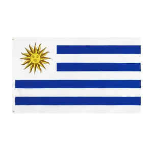 2024 Logo kustom bendera Uruguay 3x5kaki 90x150cm bendera kustom poliester bendera Promosi spanduk untuk produsen