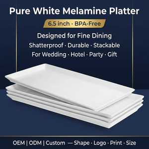 Assiettes rectangulaires en mélamine blanches écologiques OEM ODM, vaisselle incassable de 6,5 pouces, passe au lave-vaisselle, pour pique-nique, camping, barbecue en plein air - Product Image 1