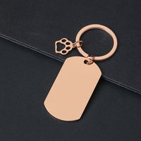 Ywyougang Personalisierter Haustier-Anhänger Schlüsselanhänger, Edelstahl Blanko Hunde-ID-Tag mit Pfoten-Charm, Lasergravierbarer Individueller Schlüsselring