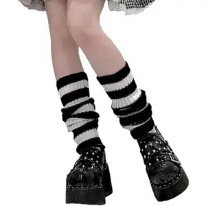 Y2k yıldız kafatası baskı iki yan aşınma örme bacak ısıtıcıları çorap Punk kızlar japon Kawaii Streetwear bacak kapak