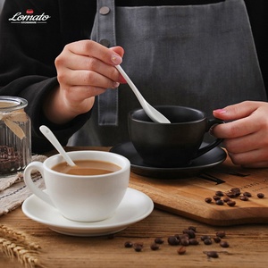 Custom Logo <strong>Black</strong> White Ceramic Coffee <strong>Cup</strong> Saucer Set Porcelain Espresso Tea <strong>Cups</strong> Wholesale Factory Direct - Product Image 2