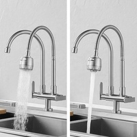 Robinet de cuisine à double tête SUS304 robinet d'eau froide monté sur le pont personnalisable robinets d'eau flexibles à double poignée