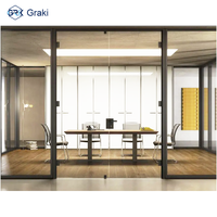 Cloison de séparation en verre pour bureau commercial, cadre en alliage d'aluminium, insonorisation 45 dB, installation facile pour hôpital et école