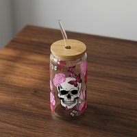 Haute qualité 16oz gobelets en verre tasses UVDTF DFT DTV personnalisé en gros imprimé autocollants décalcomanies impression par transfert lavable
