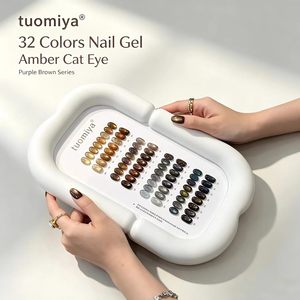 Ensemble de vernis à ongles gel effet œil de chat ambre 32 couleurs, violet, marron, cristal, chrome magnétique, pour salon de manucure et manucure DIY - Product Image 2