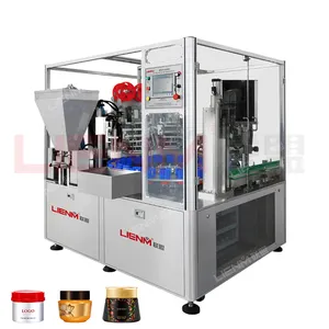 Customized Cosmetic Can Jar Filling Film Sealing Capping Machine 3 in 1 Cream Ointment Production Line