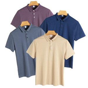 Camisa de Hombre de Manga Corta, 190g GSM, Algodón Mercerizado de Alta Calidad, Cuello Clásico, Estilo Casual de Negocios, Color Sólido, Transpirable, Lavable a Máquina - Product Image 1