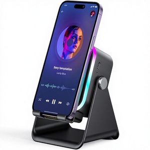 Support de téléphone avec haut-parleur sans fil à <span class=keywords><strong>induction</strong></span>, éclairage LED RGB, amplificateur rechargeable pour <span class=keywords><strong>iPhone</strong></span> et Android - Product Image 1