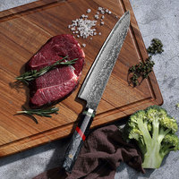 Coffret de 10 couteaux de cuisine professionnels japonais KEENHOPE en acier Damas, 67 couches, cœur VG10, couteau de chef, manche octogonal en résine maillée