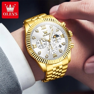 Olevs 2932 Đồng Hồ Cho Nam Giới Lịch 30M Cuộc Sống Không Thấm Nước Sáng Tay Thời Trang Đầy Đủ Vàng Thời Gian Thứ Hai Hiển Thị Tự Động Ngày Đồng Hồ - Product Image 4