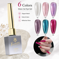 Yunzuan 15ml 6 Couleurs Vernis Gel Effet Œil de Chat en Verre Magnétique Scintillant UV LED Soak Off Gel à Ongles OEM ODM