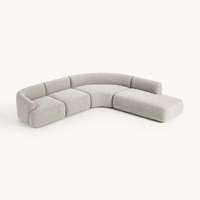 Canapé modulaire en L de luxe léger et moderne pour hôtel, en tissu bouclé, confortable pour salon, mobilier de maison détachable