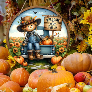 Decoraciones de ventana con diseño de espantapájaros para el Día de Acción de Gracias, colgantes de calabaza, coronas de madera para el Festival de la Cosecha, decoraciones para puertas - Product Image 1
