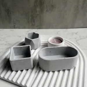 2023 Hot Selling Elliptical Shape Geometric Silicone Concrete Flower Pot Mold For Home Decorating