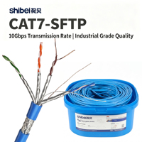 Kabel CAT7 SFTP Standar 10Gbps 600MHz 23AWG Tembaga Murni Berpelindung untuk Proyek Kabel Ethernet Cat 7