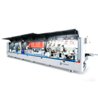 Machine automatique de chantournage sans poignée pour panneaux MDF mélaminés, avec collage motorisé, découpe d'angle et bordage droit