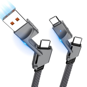 Câble de charge rapide 4 en <span class=keywords><strong>1</strong></span> 60W Câble USB de type C Cordon de données de charge rapide pour iPhone Samsung Huawei Chargeur de téléphone Câble USB - Product Image 1