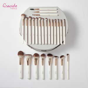 Juego de 25 Brochas de Maquillaje de Lujo con Elegante Estuche Redondo de Cuero PU Gris, Inserto de Espuma <span class=keywords><strong>EVA</strong></span>, Ultra Suaves, Sintéticas Premium - Product Image 2