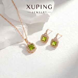 Set di Gioielli XUPING con Zirconi, Placcato in Oro 18K, Gioielli da Donna alla Moda, Set all'Ingrosso con Orecchini e Collana - Product Image 6
