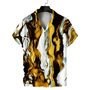 RNSHANGER <span class=keywords><strong>Chemise</strong></span> d'été à manches courtes imprimé léopard pour hommes <span class=keywords><strong>Chemise</strong></span> décontractée à boutons col cubain Chemises de plage <span class=keywords><strong>Chemise</strong></span> de rue à usage quotidien - Product Image 2