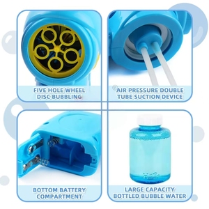 Pistolet à bulles électrique SQ à cinq trous en ABS, jouet d'été extérieur pour enfants avec souffleur de bulles et recharge - Product Image 4