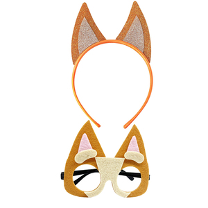 Vente en gros Blueys <span class=keywords><strong>et</strong></span> <span class=keywords><strong>bingo</strong></span> famille accessoire <span class=keywords><strong>dessin</strong></span> <span class=keywords><strong>animé</strong></span> paillettes Blueys chien oreilles bandeaux avec lunettes pour enfants fête Cosplay - Product Image 2