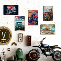 Panneau en métal personnalisé, peint vintage, imprimé en couleur UV, décoration murale pour garage, atelier, bar, man cave, style rétro pour voiture et moto