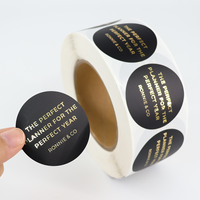Étiquettes autocollantes personnalisées en papier noir à faible MOQ, impression de logo, autocollants personnalisés avec dorure à chaud